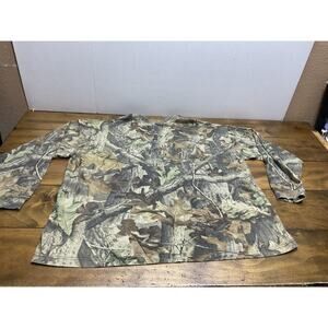 Vintage Duxbak Camo Henley Long Sleeve Shirt Men's 2XL Camouflage AOP Nature